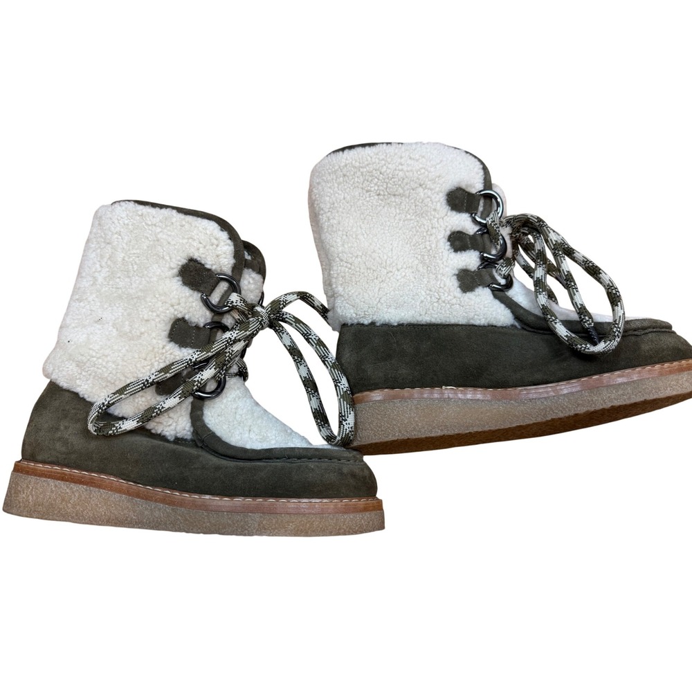 AQUATALIA Made in Italy Suede Shearling Lined Lace Up Ankle Boots 6.5